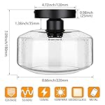 SunRider Industrial Semi-Flush Mount Ceiling Light Fixture, Modern Seeded Glass Pendant Lamp, Black Farmhouse Hanging Lighting for Bedroom Hallway - Image 2