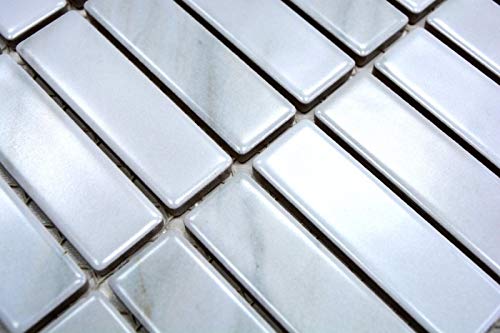 Mozaika płytki ceramiczne pałeczki wygląd kamienia białe lustro do płytek kuchnia MOS24-STSO01_f | 10 mat mozaikowych