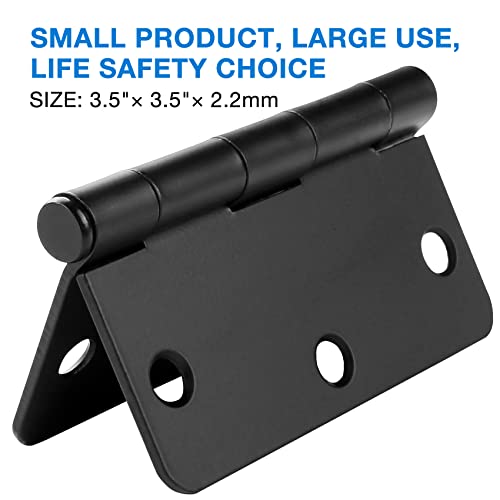 Jiw Matte Black Door Hinges 3.5 Inch 1/4" 24 Pack 3 1/2 Interior Door Hinges 3.5"X3.5 Inch Hinges Rounded 1/4" Raidus Standard Residential Bedroom Door Hinge Sturdy Door Hardware #TOP4