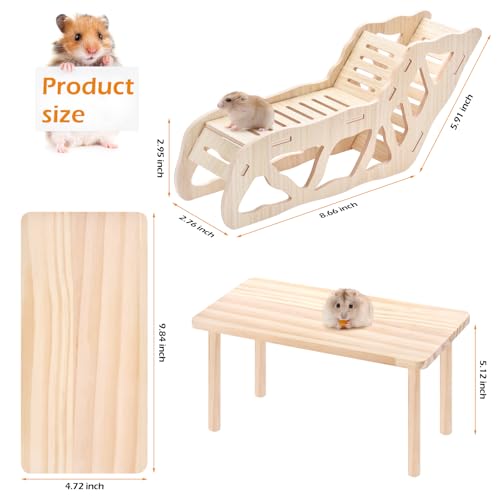 (2-piece Set) Hamster Game Wooden Platform, Tunnel Ladder Hidden Area Platform with Wooden Support Columns, Toy cage Accessories for Hamster Squirrels and Other Small Pets - Image 2