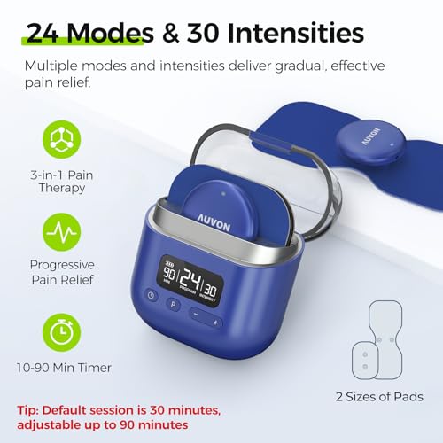 Image of AUVON Wireless 24 Modes TENS Unit Muscle Stimulator for Pain Relief, 6 Pads | Rechargeable EMS Massager, Smart Pocket-Size TENS Machine, Drug-Free Pain Relief for Neck, Back & Shoulder, 6 Premium Pads