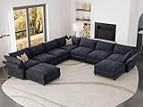 DreamDashio Oversized Sectional Couches for Living Room, 159' Extra Wide, Deep Cloud Modular Sectional Sofa with Storage, Adjustable Arms, High Backs, 9 Seater, Dark Grey Chenille
