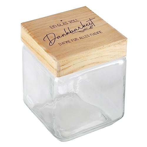 Herz & Heim Vorratsglas mit Holzdeckel Dankbarkeit