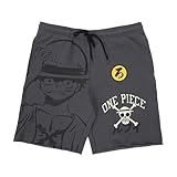 Bioworld One Piece Luffy & Logo Men's Gray Sleep Pajama Shorts -XL