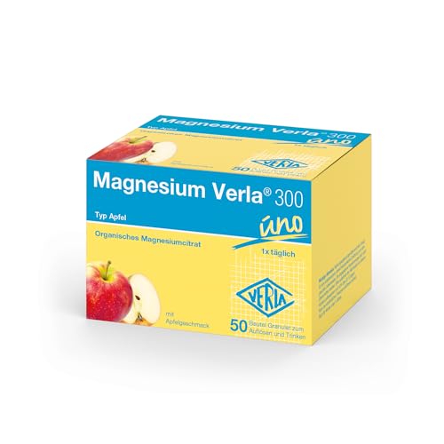 Magnesium Verla 300 Apfel 300 mg hochdosiertes Magnesium in Form von Magnesiumcitrat bei erhöhtem Magnesiumbedarf als Trinkgranulat mit fruchtigem Apfelgeschmack gluten- & laktosefrei 50 St