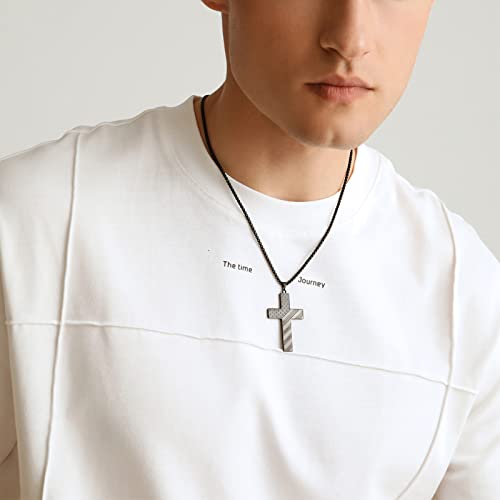 Stainless Steel Black Cross Necklace For Men Boys 18K Real Gold Plated American Flag Pendant Chain Bible Verse Inspirational Necklaces 20 Inches #TOP3