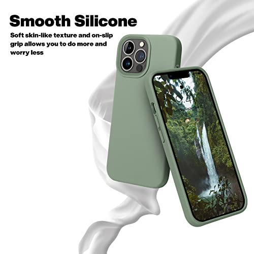 Otofly Designed For Iphone 13 Pro Case,[Silky And Soft Touch Series] Premium Soft Liquid Silicone Rubber Full-Body Protective Bumper Case For Iphone 13 Pro 6.1 Inch,Calke Green #TOP2