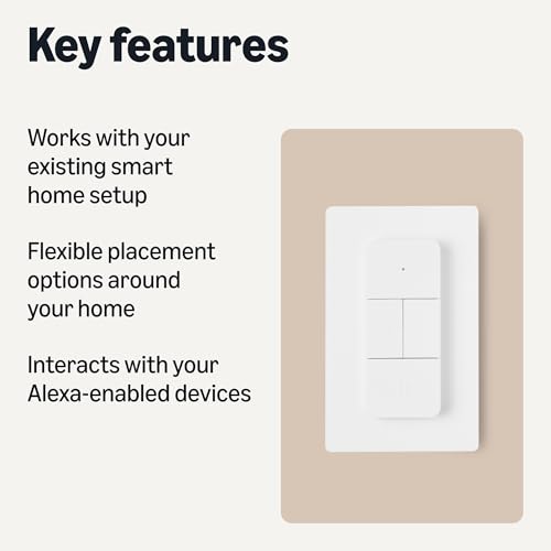 Image of Amazon Basics Smart Dimmer Switch and Remote for Music and Routines, Compatible with Alexa Only, Compatible Echo Devices Required, Easy Setup, No Wiring Required, Handheld (Pack of 2)