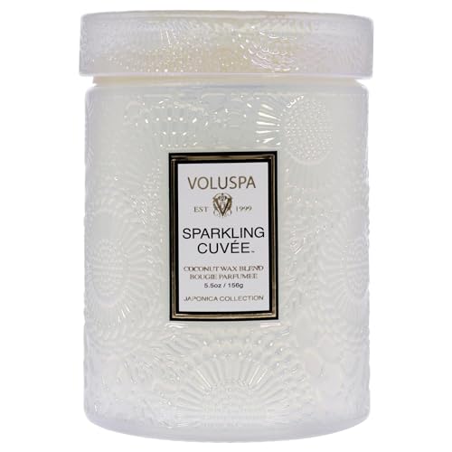 Image of Voluspa Sparkling Cuvee, Small Candle Jar, 5.5 oz, 50 Hour Burn Time, Coconut Wax for Clean Burning, Handcrafted in the USA