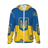 Supdreamc Men's Classic Fit UPF 50+ Sun Hoodie Grunge Flag Of Ukraine, Lightweight Full Zip Long Sleeve Jacket For Casual Barbecues, Boating, And Weekend Relaxation