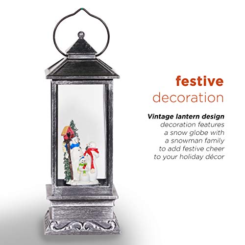 Alpine Corporation Qva126Sl Lantern Snowman Snow Globe Holiday Décor, Black #TOP7