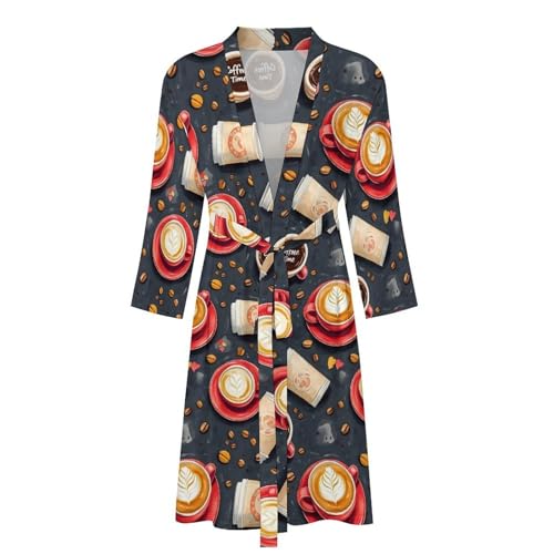Peignoir de bain pour homme kimono léger haut de gamme imprimé café