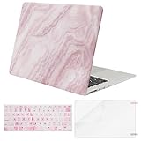 MOSISO Plastic Pattern Hard Case Shell with Keyboard Cover with Screen Protector Compatible MacBook Air 13 Inch (Model: A1369 and A1466), White Pink Marble