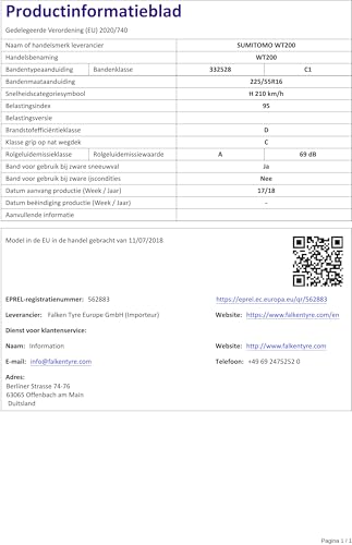 SUMITOMO - 225/55 R16 TL 95H SUMITOMO WT200 M+S 3PMSF - Winterreifen