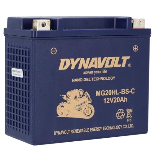 DYNAVOLT - NANO-GEL MG20HL-BS-C Motorradbatterie 12V 20Ah 410A. Ersetzt YTX20HL-BS. Maße: 175x87x154mm. Wartungsfreie Motorradbatterien mit Nano-Gel-Technologie. Ideal für Rennmotorräde