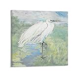Posters & Prints Wild Egret Wall Art Tropical Heron Poster Bird Pictures Coastal Swamp Snow Heron Wa