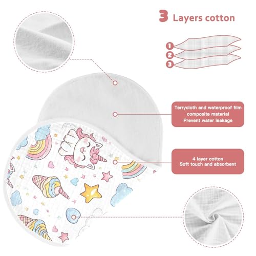 vvfelixl Kawaii Cat Unicorn Burp Cloths for Baby Boy Girls Baby Washcloths Burp Rags 1 Pack3