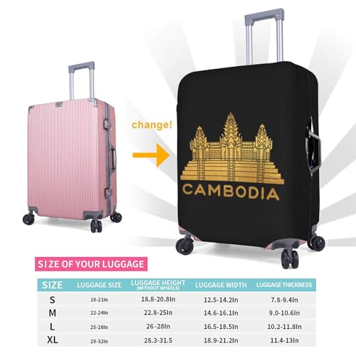Travel Luggage Cover Cambodia Buddha Palace 1 Fashion Washable Baggage Suitcase Protector Fit For Luggage Large 5