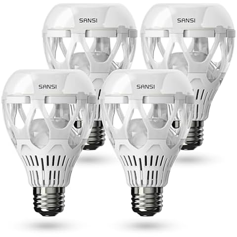 SANSI 22W (200 Watt Equivalent) LED Light Bulb, A21 3000 Lumens Light Bulbs, 5000K Daylight E26 Base Non-Dimmable Bright LED Bulbs for Home Office, 4-Pack Cover