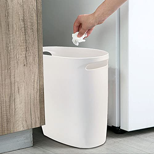 Image of 4 Gallon Small Trash Can Bathroom Wastebasket Garbage Can for Kitchen Office Bathroom Bedroom (White+Gray, 4 Gallon(2 Pack))