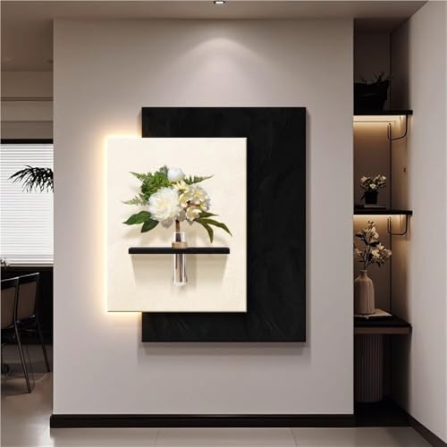 HukaMosx Simple Sandstone 3D Wall Art Decor with Light, Modern