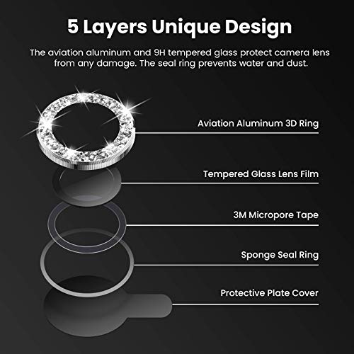 41MMhtMj60L Tensea Compatible with iPhone 12 Pro Camera Lens Protector, 9H Tempered Glass Camera Cover Screen Protector for iPhone12 Pro 6.1 inch 2020 (Diamond) - Image 5