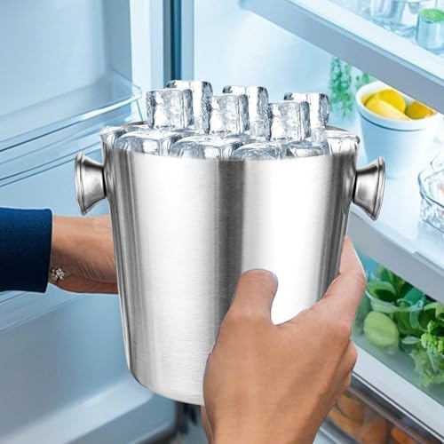 Jubilofex Cubitera de acero inoxidable, recipiente aislante, 2 litros, recipiente aislante, enfriador de bebidas con asa, para bebidas, cerveza, vino, champán, cócteles, bares, fiestas, exteriores - imagen 6