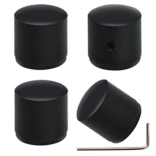 mxuteuk 4個ブラックメタルポテンショメータコントロールノブボリュームオーディオエレキギターベーススクリュータイプ18 x 18mm(d * h)KNOB-10-BK