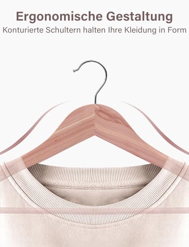 StorageWorks Holzbügel 6er-Pack, extrabreite Schulter-Holzgalgenbügel für Mäntel, Hemden, Jacken, Hosen, Anzüge, helles Walnussbraun
