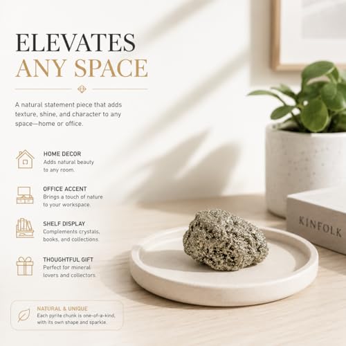 Image of Natural Raw Pyrite Crystal Stone for Wealth & Prosperity | Money Magnet Healing Crystal for Positive Energy, Success, Reiki, Feng Shui & Vastu Decor | Pyrite Stone for Home, Office & Meditation