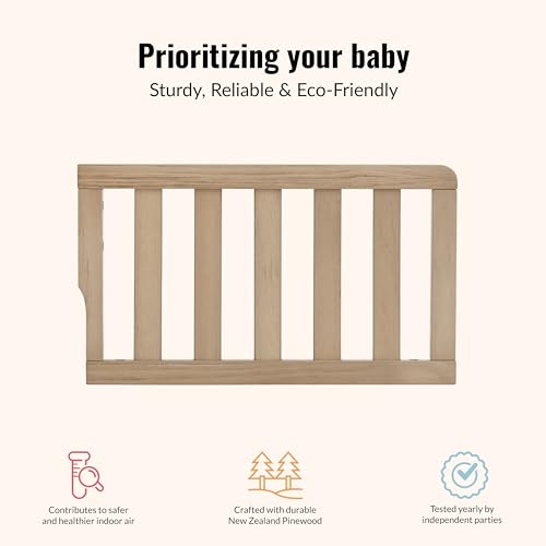 Image of Dream On Me Toddler Guard Rail for Convertible Crib, Solid Wood Bed Rail for Toddler Bed Conversion, Sand Dunes