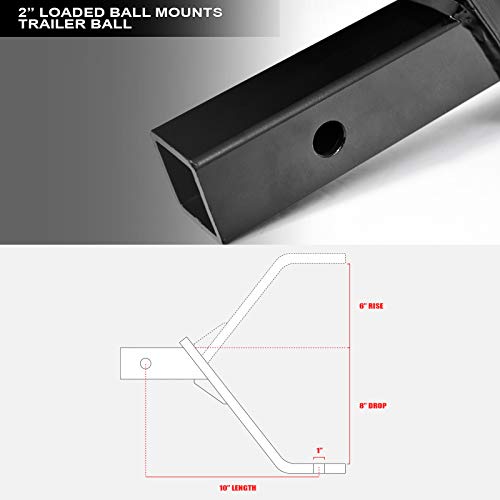 Stehlen 642167819332 Universal Trailer Hitch 8 Inch Drop Loaded Ball Mount Receiver 2" - Silver With Polished Chrome #TOP2