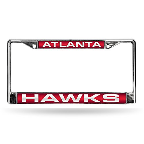 Rico Industries NBA Atlanta Hawks - Red Insert Laser Cut Inlaid Standard Chrome License Plate Frame , 6 x 12.25