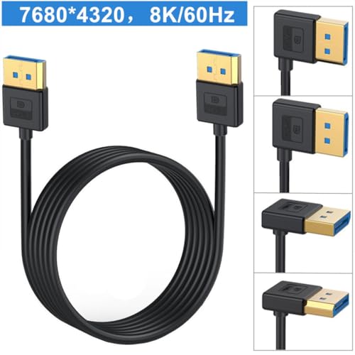 Cable DisplayPort 1.4 premium de silicona con conector en ángulo codo para monitor 8K 3
