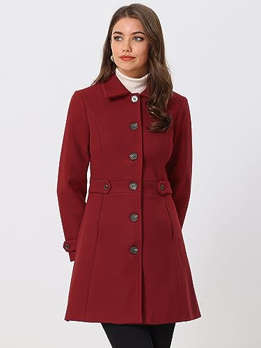 Image of Allegra K Women's Winter Classic Overcoat with Pockets Single Breasted Coat | Soft pea coat, Fully lined outerwear, Trendy, Fall office peacoat, Warm casual holiday everyday wear,