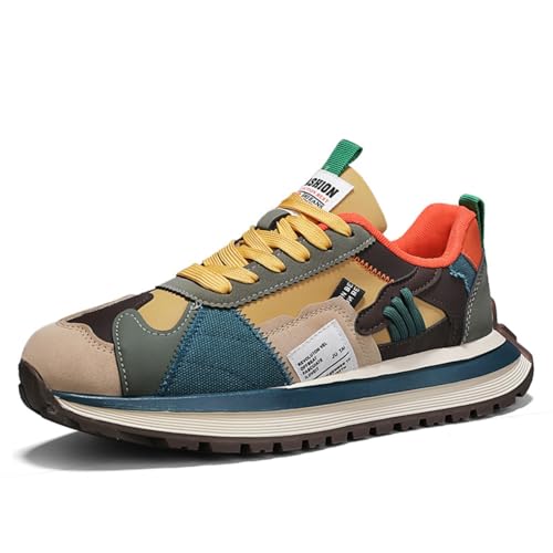 Mens Fashion Multicolor Lace-Up Platform Sneakers Low-Top Non Slip Round Toe Casual Chunky Sports Shoes for Gym Sports Tennis Jogging Running Walking