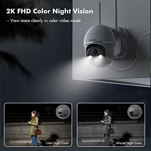 Zumimall Security Cameras Wireless Outdoor, 2K 360° Ptz Outdoor Camera Wireless, Solar Security Cameras For Home, Spotlight & Siren/2.4G Wifi/3Mp Color Night Vision/2-Way Talk/Pir Detection/Sd/Cloud #TOP4