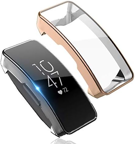 Compatible with Inspire & Inspire HR Screen Protector with Case, 2 Pack Soft Plated TPU All Around Protective Case Ultra…