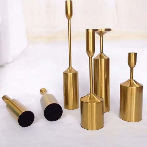 6 bougeoirs dorés pour décoration de table de mariage et fête