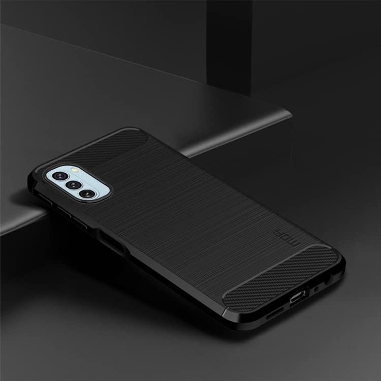 Image of NPRC Hybrid Ultra Slim Protective Case TPU Non-Slip Carbon Fiber Texture Shockproof Case Cover for Moto G51 - Black