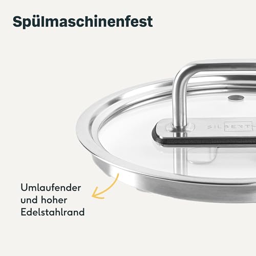 Topfdeckel Silberthal 24 cm aus Glas mit Dampfloch und Edelstahlgriff