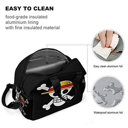 Cute Anime Portable Lunch Bag With Carrying Strap Reusable Lunch Tote Kawaii Insulated Cooler Bag Large Capacity Cartoon Lunch Box Handbag For Men Women Office Work School Picnic Travel Gifts #TOP2