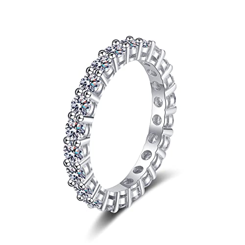 Bague argent femme moissanite 2.2ct alliance anneau éternité