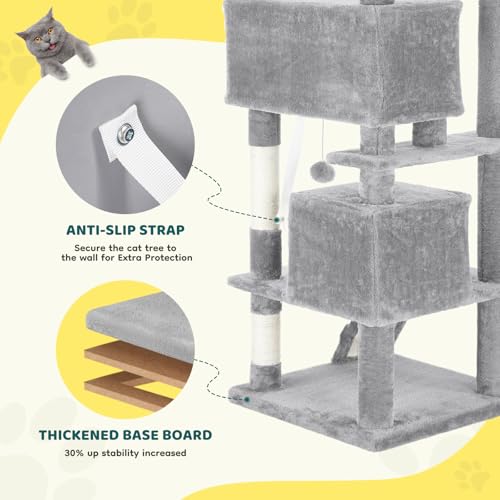 Image of Sweetcrispy 54-inch Cat Tree Tower with Scratching Posts, Indoor Use