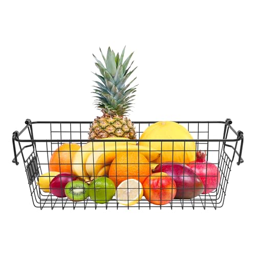 4 cestas de almacenamiento de metal, cesta de malla de metal con asa, organizador de cestas de alambre para cocina, congelador, baño
