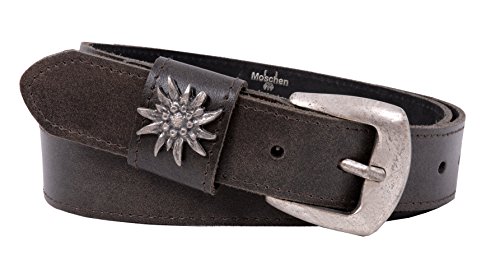 Moschen-Bayern Trachtengürtel Herren Lederhose Edelweiß Lederhosengürtel Braun Dunkelbraun 110