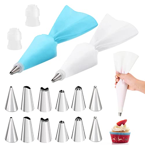 Douilles Pâtisserie, YHZMY Poches à Douille en Silicone, Douille Herbe, Poche a Douille, Douilles à Pâtisserie, Kit de Patisserie Douilles, Réutilisable, DIY Kits pour Décoration de Gâteaux Cover
