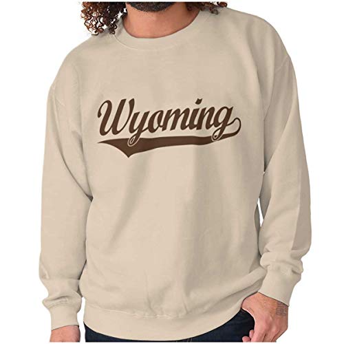 Wyoming WY Classic Athletic Script Sweatshirt for Men or Women Sand