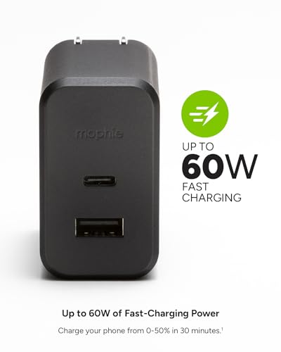 Mophie GaN Up to 60W Dual-Port USB-C Wall Charger (Black) - image 4