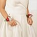 IYOU Rouge De Mariée Poignet Corsage Fleur Feuilles Bracelet Mariage Bal de Promo Poignet Corsage Fleur pour Mariée et Demoiselle D'honneur (2 Pièces)